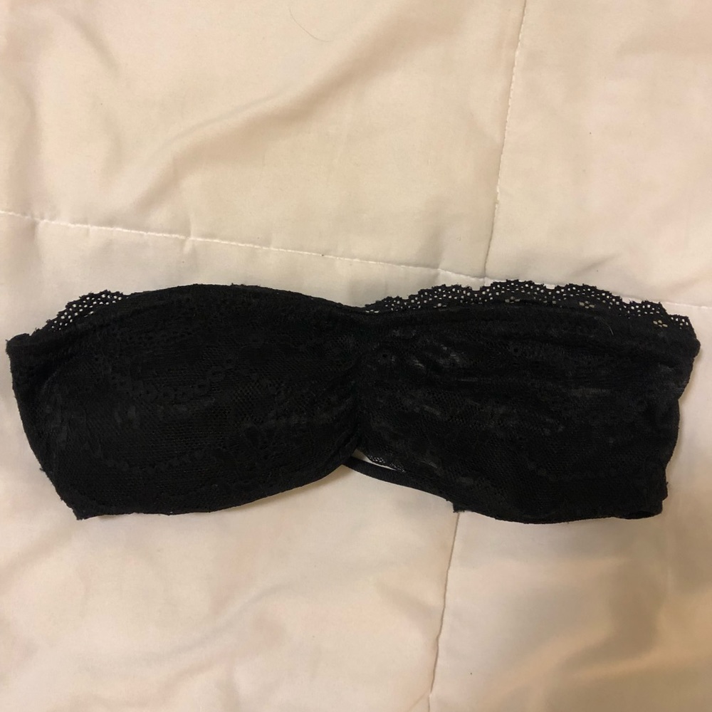 Black Bandeau Bra with Criss Cross Back